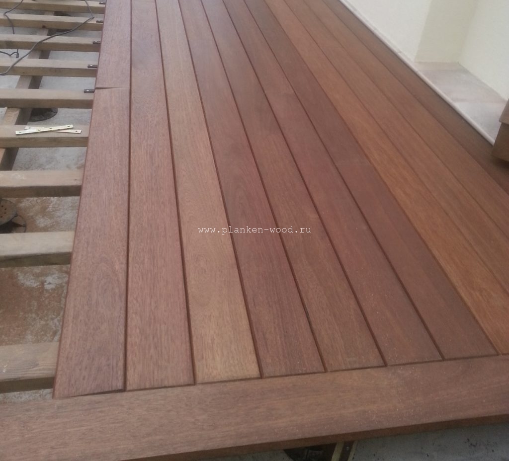 террасная доска тик - монтаж